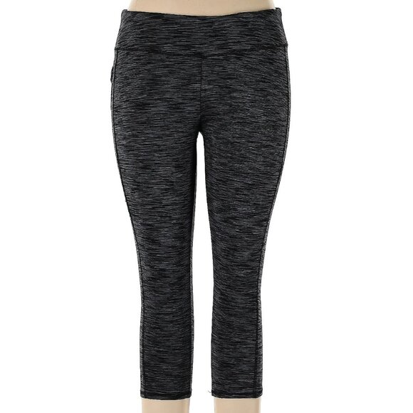 Danskin XL Marled Black Leggings Capri Crops Active Pants Excellent Condition - Picture 3 of 8